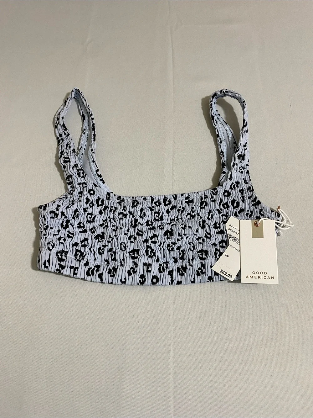 GOOD AMERICAN Lollipop Leopard Bralette Bikini Top Women's Size S/M